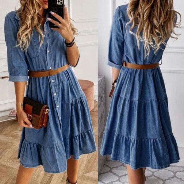 casual dresses women retro solid color dress lmitation cowboy long sleeve v-neck button up belt ruffle a-line vacation holiday, Black;gray
casual dresses women retro solid color dress lmitation cowboy long sleeve v-neck button up belt ruffle a-line vacation holiday, Black;gray