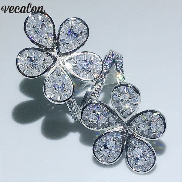 vecalon big flower ring 925 sterling silver water drop diamond engagement wedding band rings for women finger jewelry, Slivery;golden
vecalon big flower ring 925 sterling silver water drop diamond engagement wedding band rings for women finger jewelry, Slivery;golden
