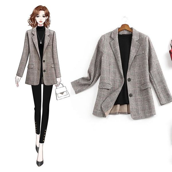 2021 new western style loose jacket for women england style plaid casual coat business suit spring autumn korea, Black;brown
2021 new western style loose jacket for women england style plaid casual coat business suit spring autumn korea, Black;brown