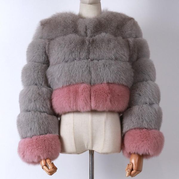 women's fur & faux real jacket ladies natural women, Black