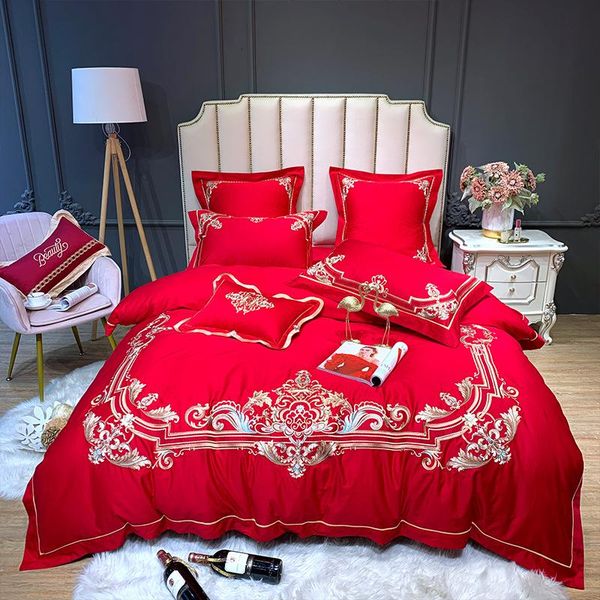bedding sets european-style luxury egyptian cotton embroidered 4-piece set high-end wedding red sheet, wholesale
bedding sets european-style luxury egyptian cotton embroidered 4-piece set high-end wedding red sheet, wholesale