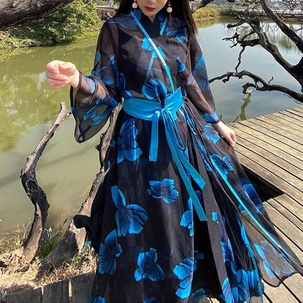 casual dresses johnature women chinese style dress v-neck three quarter sleeve print floral belt clothes 2021 summer cotton linen, Black;gray 
casual dresses johnature women chinese style dress v-neck three quarter sleeve print floral belt clothes 2021 summer cotton linen, Black;gray
