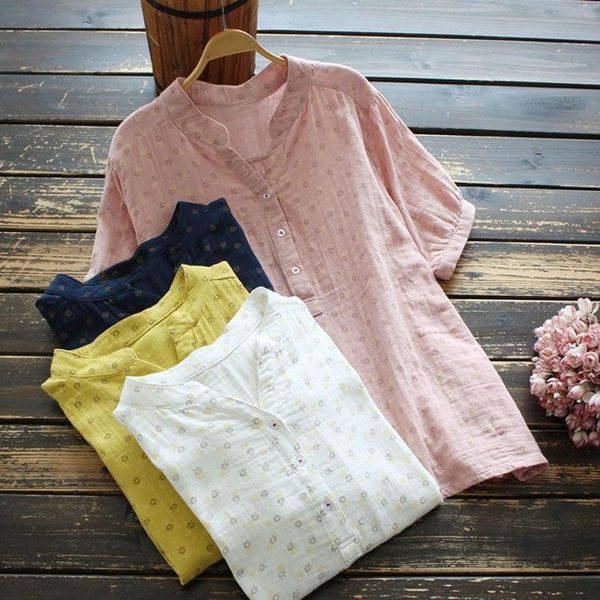 women's blouses & shirts 2021 summer shirt loose plus size short-sleeved stand-up collar floral pullover women woman, White
women's blouses & shirts 2021 summer shirt loose plus size short-sleeved stand-up collar floral pullover women woman, White
