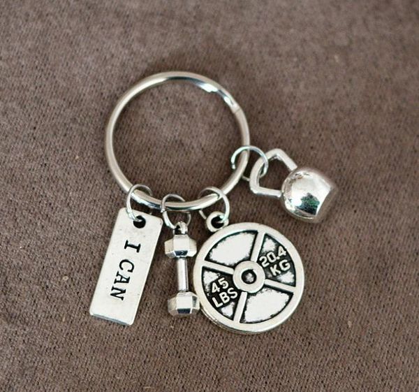 2021 new weight lifting keychain barbell key chain weight plate charm keyrings personal trainer lovers gifts ing, Silver
2021 new weight lifting keychain barbell key chain weight plate charm keyrings personal trainer lovers gifts ing, Silver