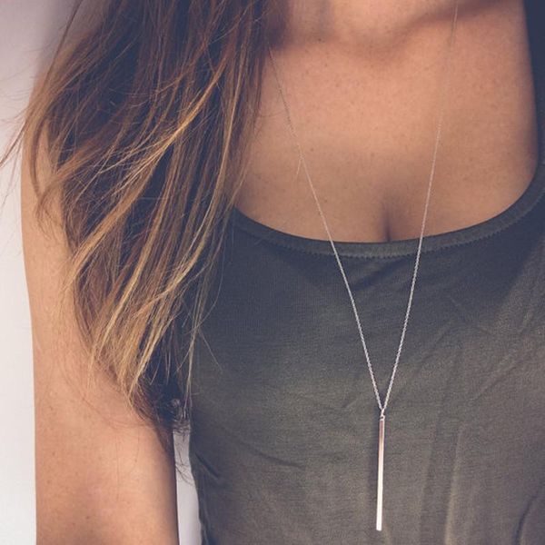 pendant necklaces simple classic fashion stick necklace hollow girl long link chain square copper strip jewelry for women, Silver
pendant necklaces simple classic fashion stick necklace hollow girl long link chain square copper strip jewelry for women, Silver