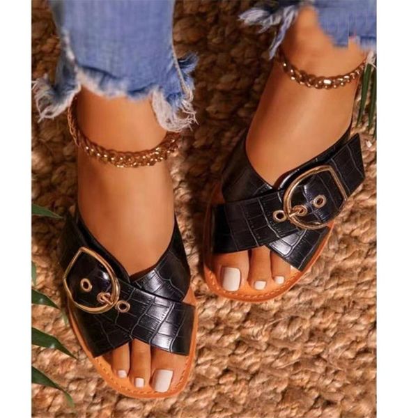 slippers 2021 summer women's shoes fashion open toe flat sandals outdoor casual solid color plus size, Black
slippers 2021 summer women's shoes fashion open toe flat sandals outdoor casual solid color plus size, Black
