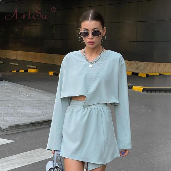 women's tracksuits irregular basic tracksuit 2 piece set women fall long sleeve cropped and shorts skirts matching outfit streetwe, Gray 
women's tracksuits irregular basic tracksuit 2 piece set women fall long sleeve cropped and shorts skirts matching outfit streetwe, Gray