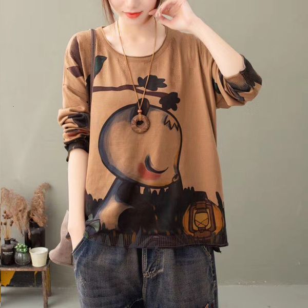 2021 new women spring fashion korea style cartoon funny print long sleeve round neck oversized knitted tee office lady casual ne34, White 
2021 new women spring fashion korea style cartoon funny print long sleeve round neck oversized knitted tee office lady casual ne34, White