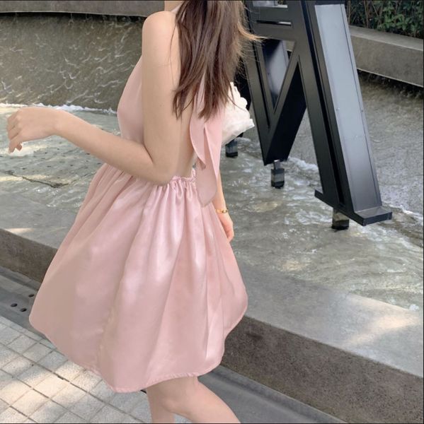 sanya dresses with no back halter dress feminine summer new satin-tight waist gracious slip dressed in short kawaii skirt kp1t, Black;gray
sanya dresses with no back halter dress feminine summer new satin-tight waist gracious slip dressed in short kawaii skirt kp1t, Black;gray