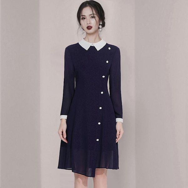 casual dresses simple elegant patchwork lapel irregular dress women slim single-breasted a-line party chiffon vestidos, Black;gray
casual dresses simple elegant patchwork lapel irregular dress women slim single-breasted a-line party chiffon vestidos, Black;gray
