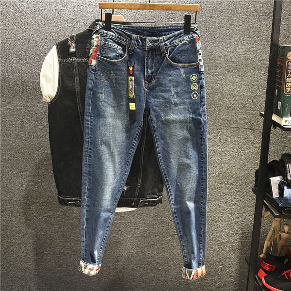2021 new newly designer fashion men jeans patchwork embroidery elastic slim fit ripped denim pants hombre streetwear hip hop trousers e71m, Blue
2021 new newly designer fashion men jeans patchwork embroidery elastic slim fit ripped denim pants hombre streetwear hip hop trousers e71m, Blue