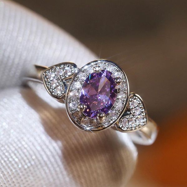 wedding rings huitan trendy women jewelry charming purple oval heart crystal zircon stone luxury engagement party finger ring gift, Slivery;golden
wedding rings huitan trendy women jewelry charming purple oval heart crystal zircon stone luxury engagement party finger ring gift, Slivery;golden