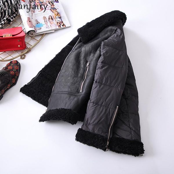 women's fur & faux real coat female short sheep shearling down jacket autumn winter clothes women 2021 abrigo mujer 3a1081702 pph1579, Black
women's fur & faux real coat female short sheep shearling down jacket autumn winter clothes women 2021 abrigo mujer 3a1081702 pph1579, Black