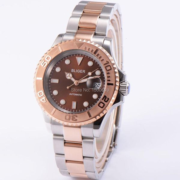 40mm blue watches light-emitting ceramic bezel sapphire automatic men's watch, Slivery;brown
40mm blue watches light-emitting ceramic bezel sapphire automatic men's watch, Slivery;brown