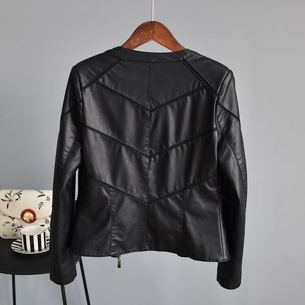 o neck plaid long sleeve short leather jacket female trend clothing pu mesh stitching leather coats 2021 spring new qk158, Black;brown
o neck plaid long sleeve short leather jacket female trend clothing pu mesh stitching leather coats 2021 spring new qk158, Black;brown