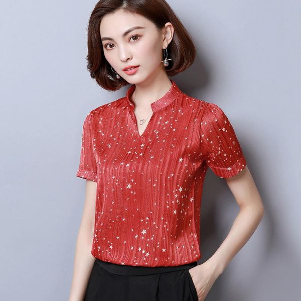 women's blouses & shirts chiffon shirt short sleeve v collar casual summer blouse office ladies korean sweet slim leisure work h9141, White
women's blouses & shirts chiffon shirt short sleeve v collar casual summer blouse office ladies korean sweet slim leisure work h9141, White
