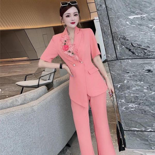 women's two piece pants summer floral suits set fashion blazer button blouse shirt + long pant ladies elegant pieces suit, White
women's two piece pants summer floral suits set fashion blazer button blouse shirt + long pant ladies elegant pieces suit, White