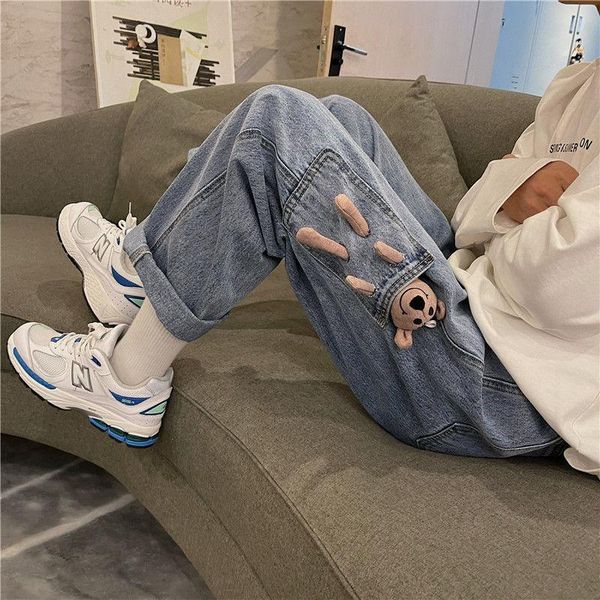 men's jeans 2021 korean style baggy homme casual pants cargo pocket bear loose straight biker denim trousers size -2xl, Blue
men's jeans 2021 korean style baggy homme casual pants cargo pocket bear loose straight biker denim trousers size -2xl, Blue