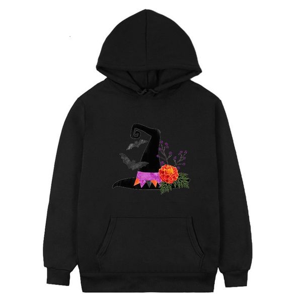 mens sweater halloween printed hoodie loose pullover, Black