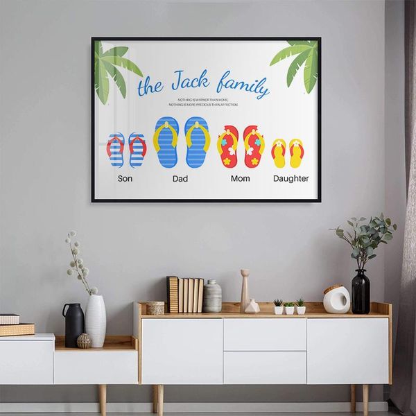 paintings family gift poster custom name personalised print beach slipper canvas painting on the wall pictures for living room home decor
paintings family gift poster custom name personalised print beach slipper canvas painting on the wall pictures for living room home decor