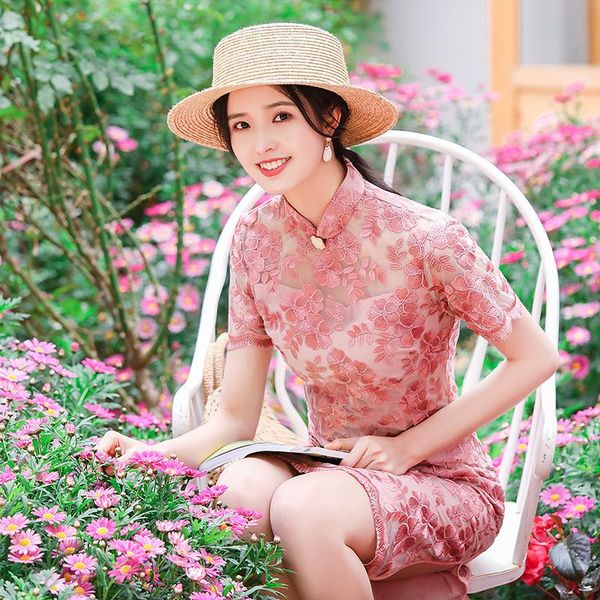ethnic clothing women sweet pink lace cheongsam exquisite floral button novelty qipao elegant mandarin collar flower embroidery chinese dres, Red
ethnic clothing women sweet pink lace cheongsam exquisite floral button novelty qipao elegant mandarin collar flower embroidery chinese dres, Red