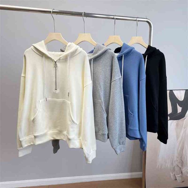 1402 half zipper hat long sleeve spring and autumn new simple solid color loose fashion versatile women's sweater, Black
1402 half zipper hat long sleeve spring and autumn new simple solid color loose fashion versatile women's sweater, Black