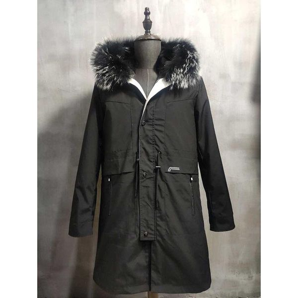 men's leather & faux down jacket medium and long 2021 handsome parka fur coat winter, Black
men's leather & faux down jacket medium and long 2021 handsome parka fur coat winter, Black