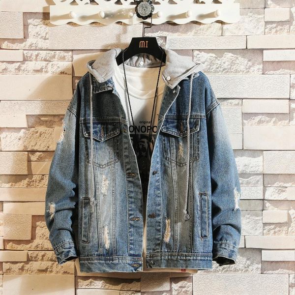 men's jackets jacket men casual hole design personality print hooded coat male fashion solid color loose denim blue black, Black;brown
men's jackets jacket men casual hole design personality print hooded coat male fashion solid color loose denim blue black, Black;brown