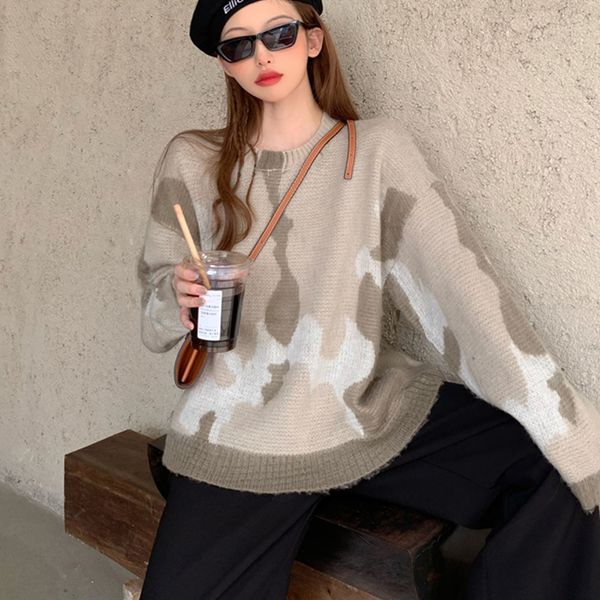 2021 new camouflage loose round neck pullover contrast sweater trend autumn fashion all-match j5s9, White;black
2021 new camouflage loose round neck pullover contrast sweater trend autumn fashion all-match j5s9, White;black