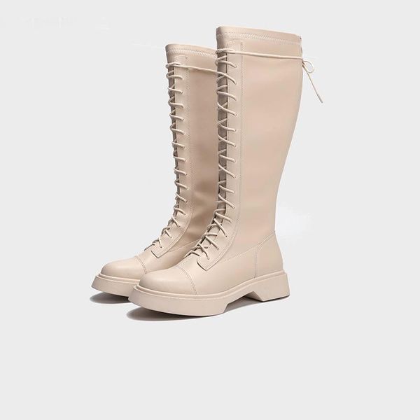 new back zipper front lace up mid barrel round head inside raised beige women's thick heel high barrel knight boots, Black
new back zipper front lace up mid barrel round head inside raised beige women's thick heel high barrel knight boots, Black