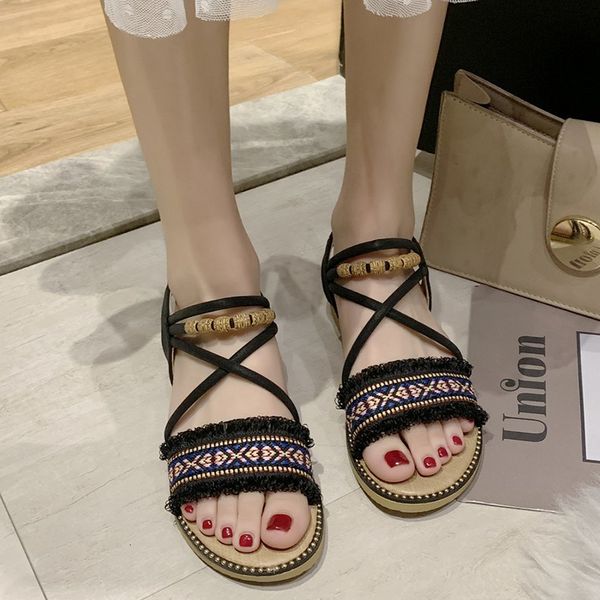 Bohemia Vintage Fringe Cross Strap Gladiator Sandals Women Mix Color Rivet Flat Sandals Woman Open Toe String Bead ShoesDress Shoes, Pink
Bohemia Vintage Fringe Cross Strap Gladiator Sandals Women Mix Color Rivet Flat Sandals Woman Open Toe String Bead ShoesDress Shoes, Pink