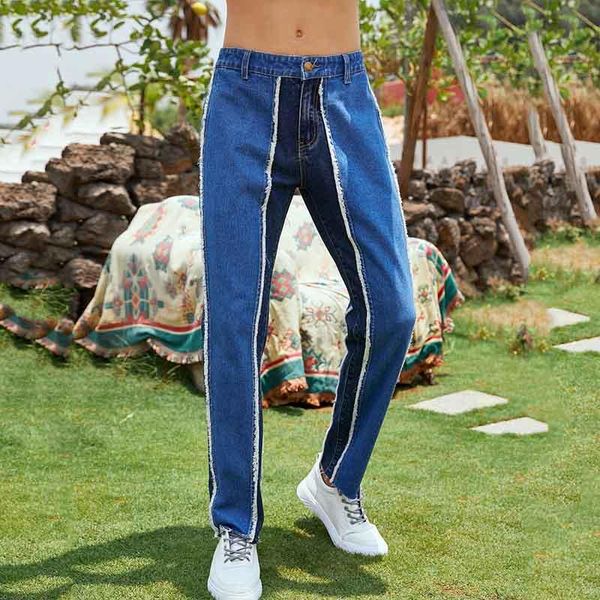 men's jeans streetwear bodycon man fashion patchwork aesthetic pants for men high waisted denim 90s, Blue
men's jeans streetwear bodycon man fashion patchwork aesthetic pants for men high waisted denim 90s, Blue