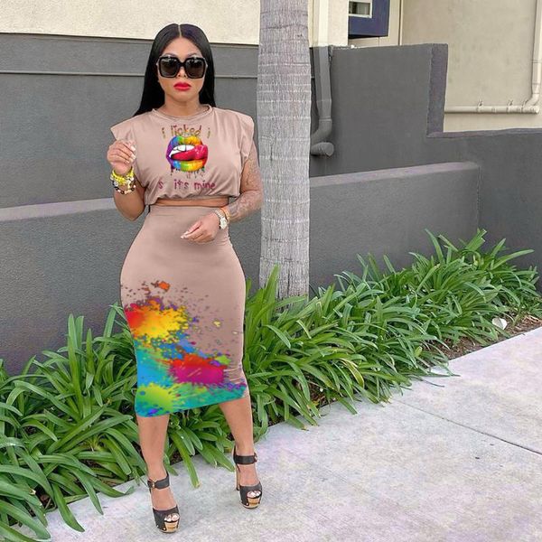 two piece dress vavcy 2021 summer suits front letters mouth pattern matching t-shirt + skrit women set, White
two piece dress vavcy 2021 summer suits front letters mouth pattern matching t-shirt + skrit women set, White