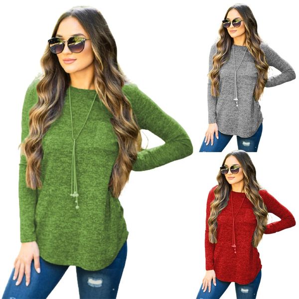 european and american autumn and winter solid color pullover casual versatile round neck long sleeve t-shirt for women, White
european and american autumn and winter solid color pullover casual versatile round neck long sleeve t-shirt for women, White