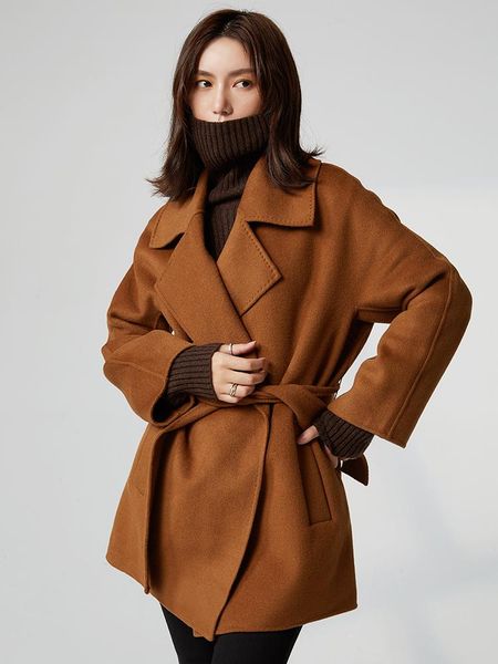women's wool & blends wqjgr 30% cashmere 70%wool long coat women turn-down collar sashes, Black
women's wool & blends wqjgr 30% cashmere 70%wool long coat women turn-down collar sashes, Black