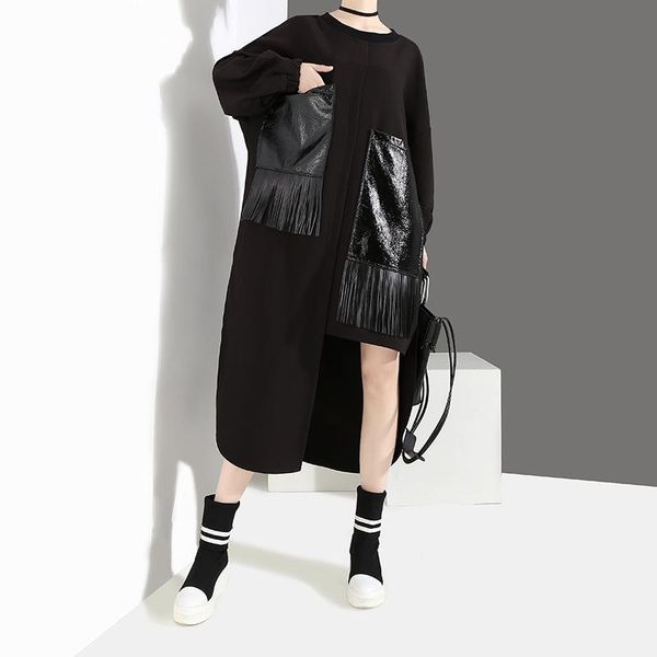 casual dresses gothic 2021 autumn and winter dress japanese women's original pu pocket tassel loose irregular women korean vestidos, Black;gray
casual dresses gothic 2021 autumn and winter dress japanese women's original pu pocket tassel loose irregular women korean vestidos, Black;gray