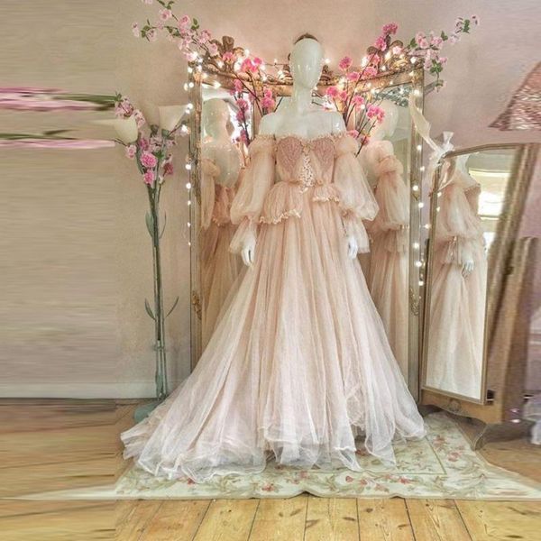 party dresses champagne tulle with puff full sleeves vintage lace long evening gowns off shoulder plus size dress, White;black
party dresses champagne tulle with puff full sleeves vintage lace long evening gowns off shoulder plus size dress, White;black