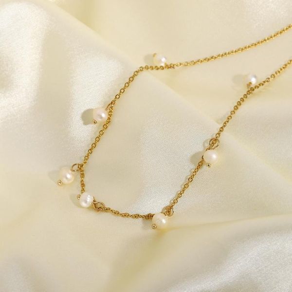 pendant necklaces elegant freshwater pearl stainless steel necklace for women girls stacked choker summer accessories, Silver
pendant necklaces elegant freshwater pearl stainless steel necklace for women girls stacked choker summer accessories, Silver