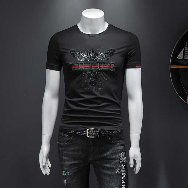summer 2021 men's fashion casual short sleeve t-shirt, White;black
summer 2021 men's fashion casual short sleeve t-shirt, White;black