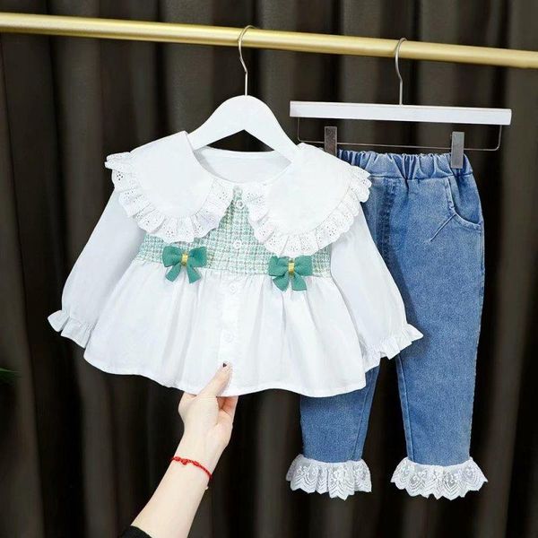 clothing sets kids girl fashion lace baby clothes suits cotton children's shirt+toddler 1-6 denim pants spring autumn, White
clothing sets kids girl fashion lace baby clothes suits cotton children's shirt+toddler 1-6 denim pants spring autumn, White