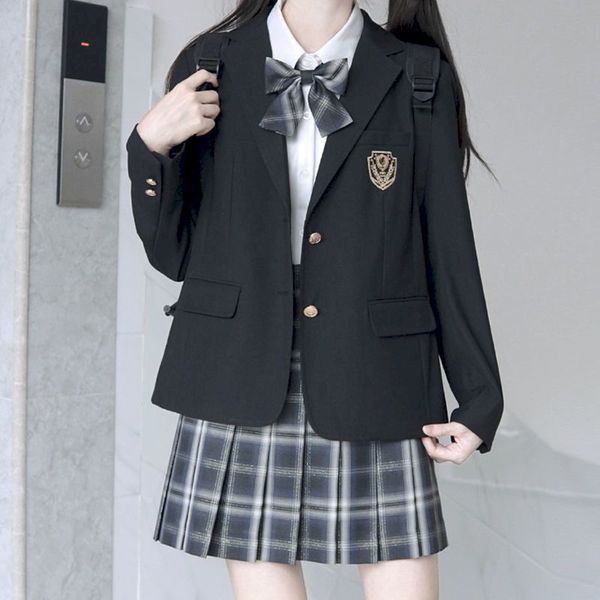 women badge insignia blazer jaet high school uniform students girl loose outwear coat college style japanese suit harajuku no, Black
women badge insignia blazer jaet high school uniform students girl loose outwear coat college style japanese suit harajuku no, Black