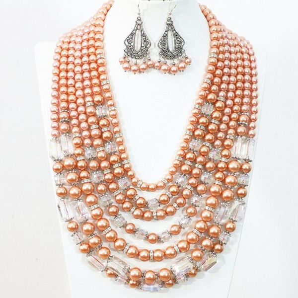 earrings & necklace elegant orange shell simulated-pearl beads 7 rows weddings party gifts charms jewelry set 18.5-28inch b1415, Silver
earrings & necklace elegant orange shell simulated-pearl beads 7 rows weddings party gifts charms jewelry set 18.5-28inch b1415, Silver