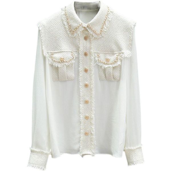 women's blouses & shirts 2021 spring ladies' long sleeve blouse women knitted patchwork bean fashion all match loose base shirt fe, White
women's blouses & shirts 2021 spring ladies' long sleeve blouse women knitted patchwork bean fashion all match loose base shirt fe, White
