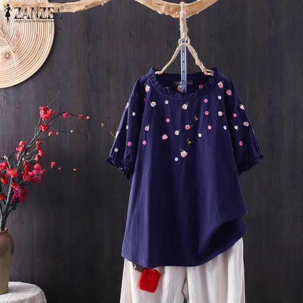 women's blouses & shirts 2022 summer blouse women cotton linen vintage short sleeve floral embroidery ruffled tunic female blusa, White
women's blouses & shirts 2022 summer blouse women cotton linen vintage short sleeve floral embroidery ruffled tunic female blusa, White