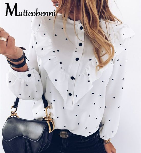 2021 new autumn women's clothing fashion elegant female blouse ruffle polka dot o-neck long sleeve lady shirt casual buttons blouses ym, Gray
2021 new autumn women's clothing fashion elegant female blouse ruffle polka dot o-neck long sleeve lady shirt casual buttons blouses ym, Gray