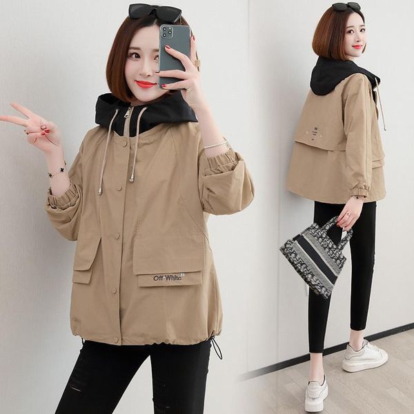 women's jackets 2021 autumn women jacket long sleeve casual coat hooded zipper female windbreaker streetwear outerwear e22, Black;brown
women's jackets 2021 autumn women jacket long sleeve casual coat hooded zipper female windbreaker streetwear outerwear e22, Black;brown