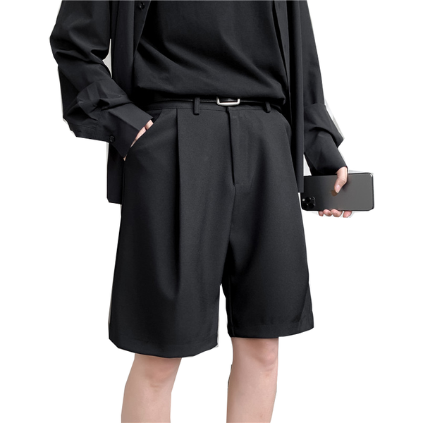 men's pants trousers suit shorts straight casual five-point korean trend, Black