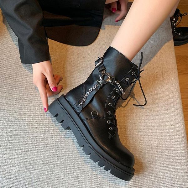 boots 2021 women metal chain decoration punk motorcycle ladies fashion side zipper high platform ankel botines mujer, Black
boots 2021 women metal chain decoration punk motorcycle ladies fashion side zipper high platform ankel botines mujer, Black