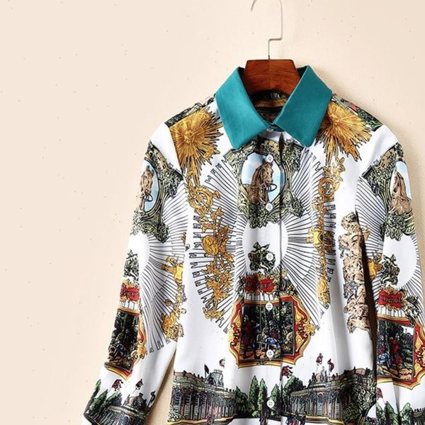 women blouses and 2021 summer horses totem print runway long sleeve shirt ladies green elegant vintage office shirts, White
women blouses and 2021 summer horses totem print runway long sleeve shirt ladies green elegant vintage office shirts, White