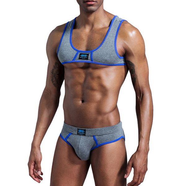 men undershirts two piece sets chest harness briefs sports muscle fitness gym outfits quick dry swimwear plus size, White;black
men undershirts two piece sets chest harness briefs sports muscle fitness gym outfits quick dry swimwear plus size, White;black